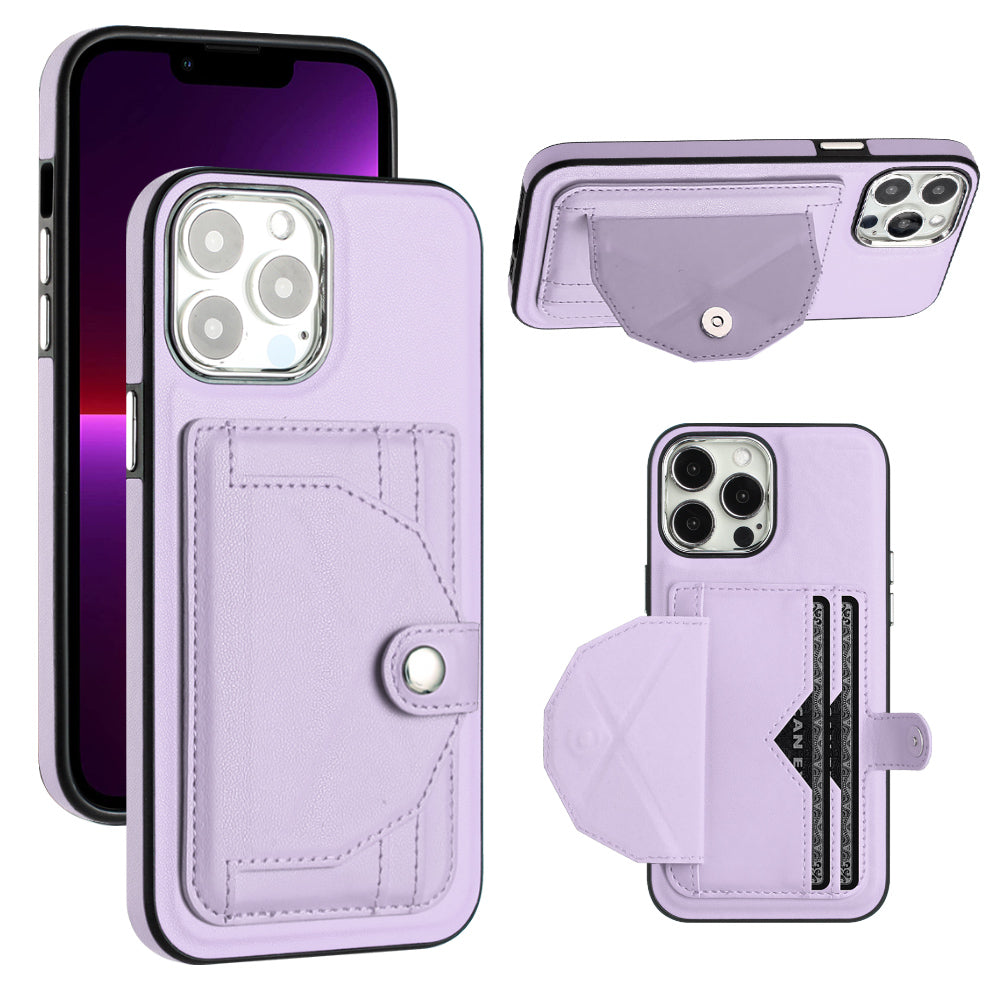 YB Leather Coating Series-4 for iPhone 13 Pro Max Kickstand Phone Cover Card Slots Leather TPU Case YB Leather Coating Series-4 for iPhone 13 Pro Max Kickstand Phone Cover Card Slots Leather TPU Case